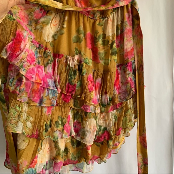 Rococo Sand Avar One Shoulder Floral Tiered Ruffle Mini Dress - Picture 12 of 15